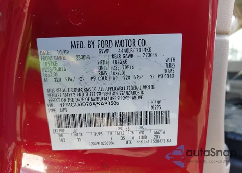 2010 Ford Escape Xlt из США, поврежденный, VIN 1FMCU0D78AKA93506